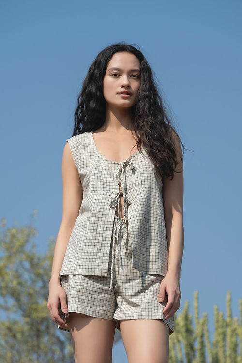 Beach Drawstring Shorts & Short-Sleeve Top Set