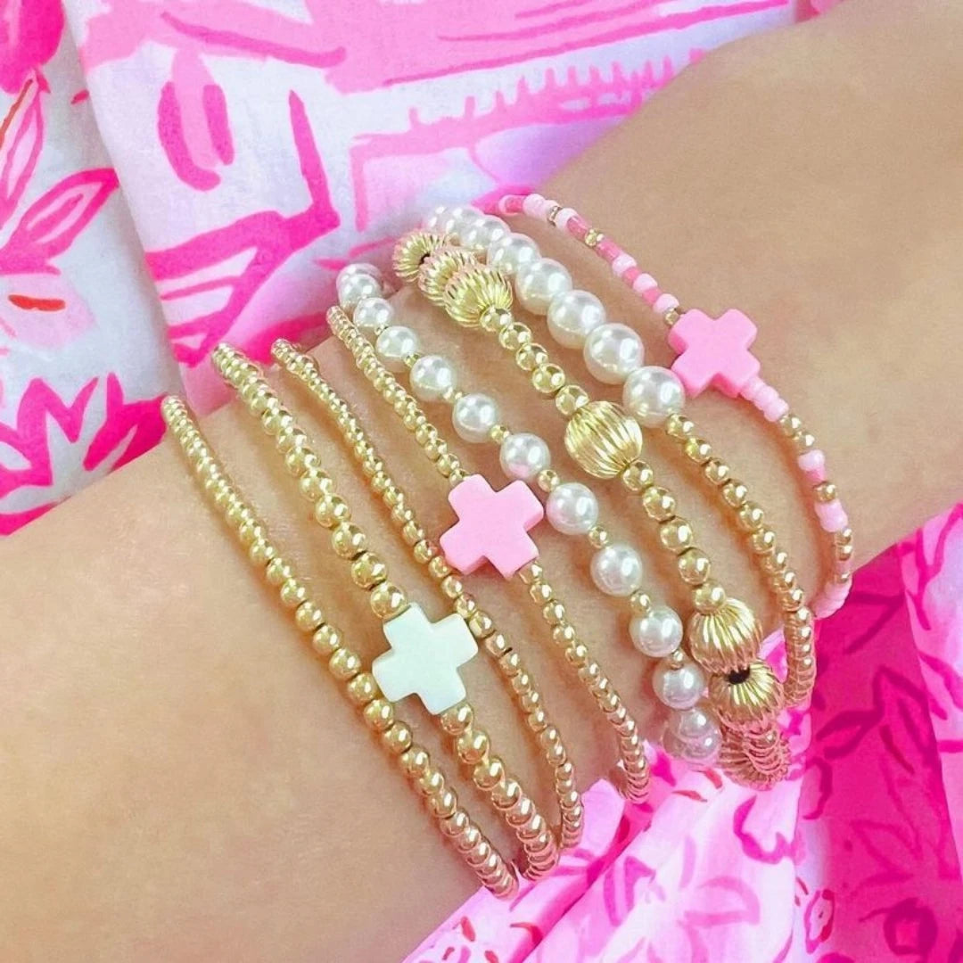 Gold Plated Cross Stackable Bracelet