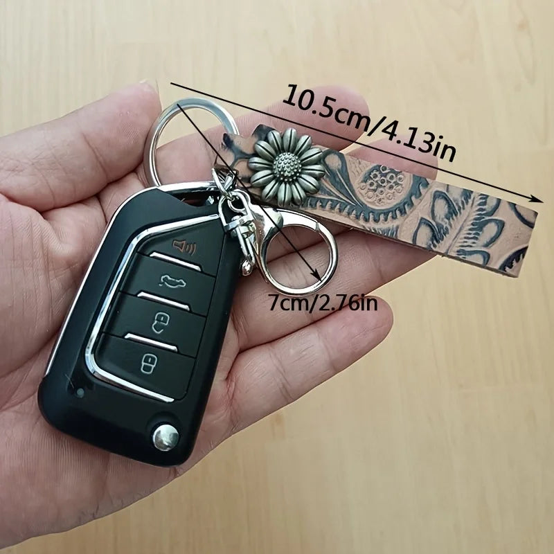 Western Turquoise Leather Keychain
