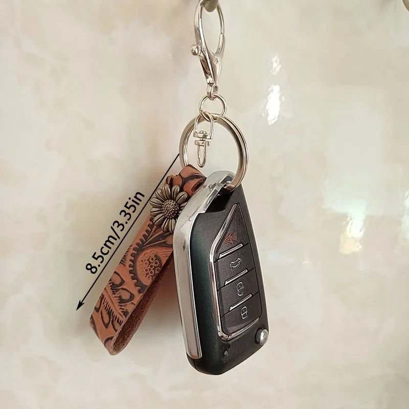 Western Turquoise Leather Keychain