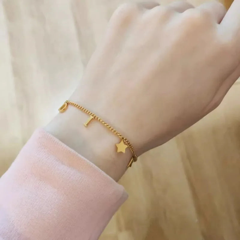 Letter Star Pendant Bracelet