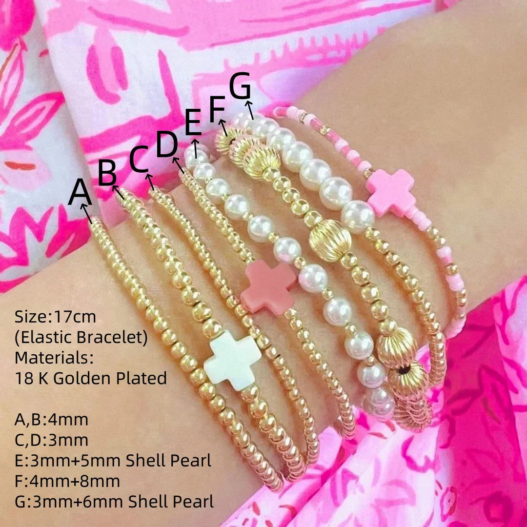 Gold Plated Cross Stackable Bracelet