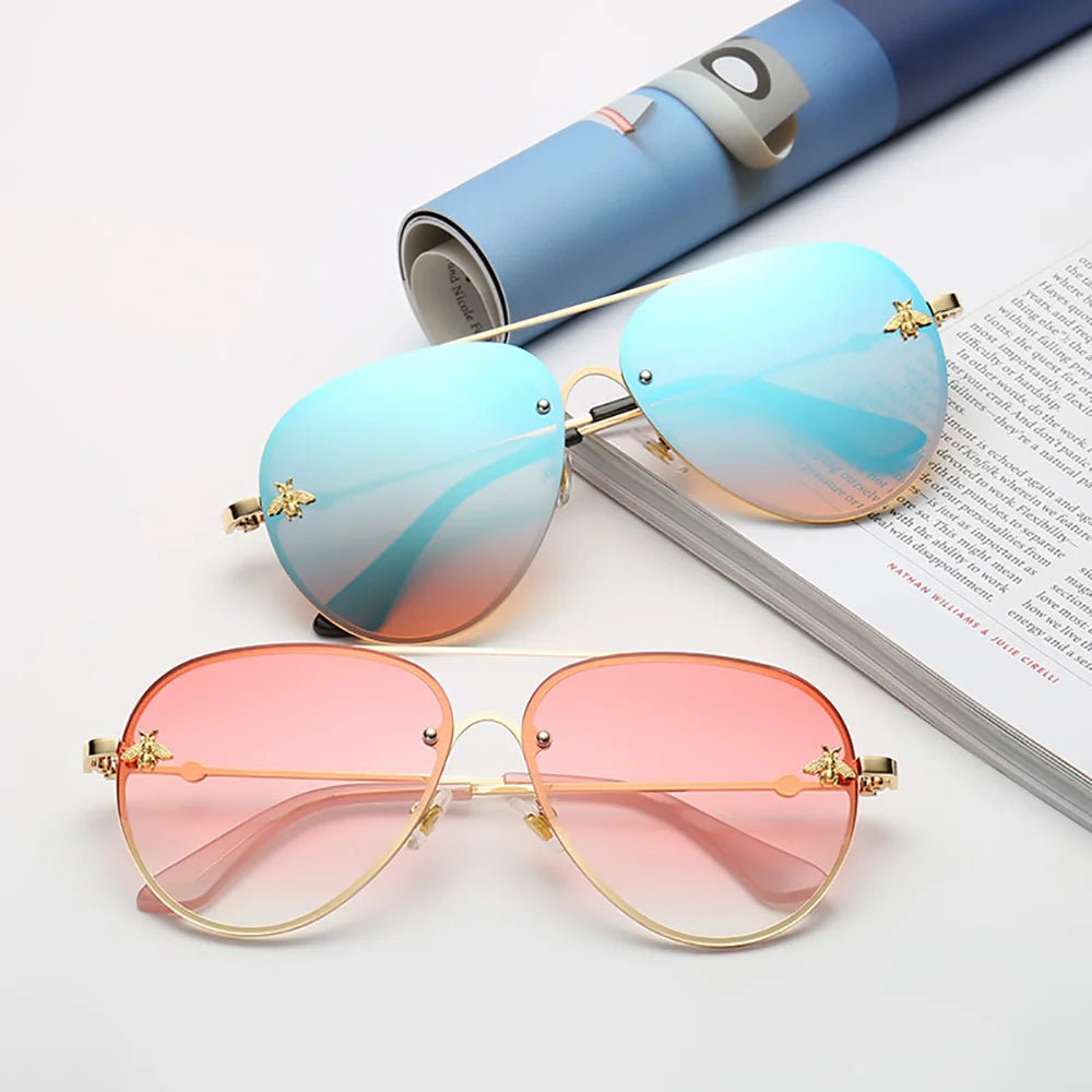 Bee Pilot Gradient Mirror Sunglasses