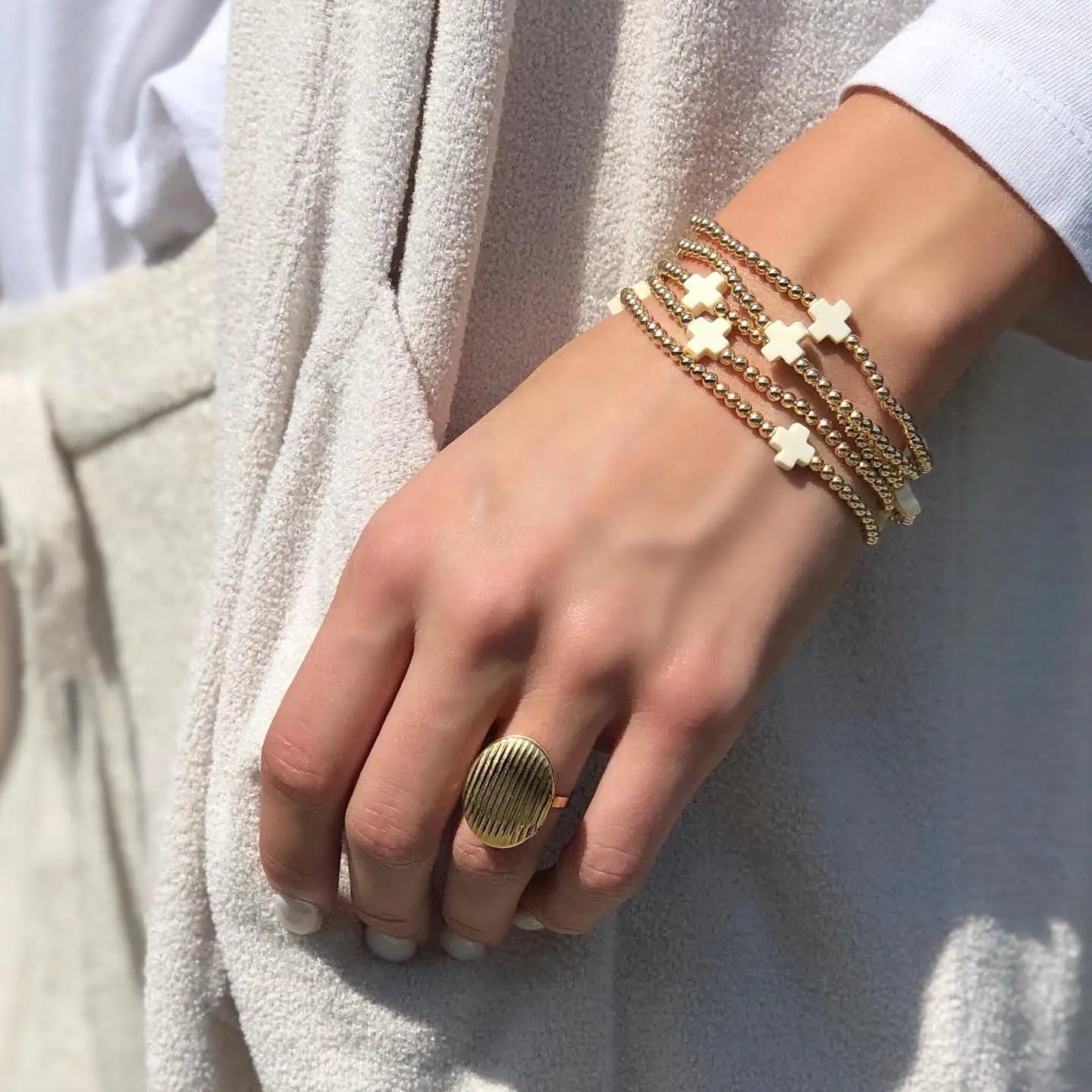 Gold Plated Cross Stackable Bracelet