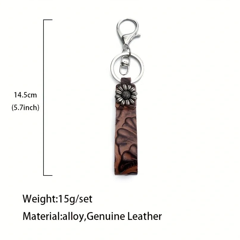 Western Turquoise Leather Keychain