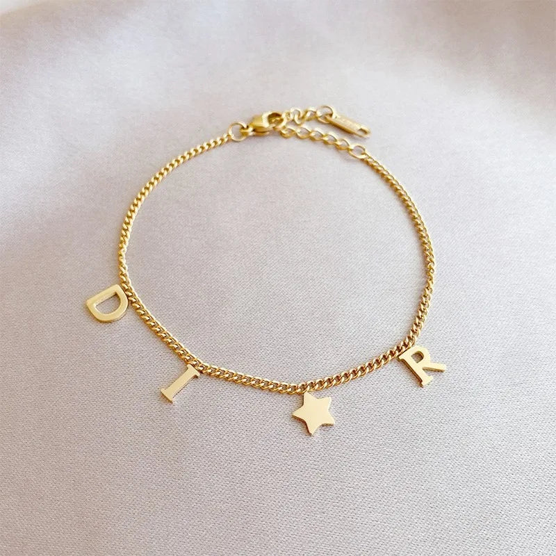 Letter Star Pendant Bracelet